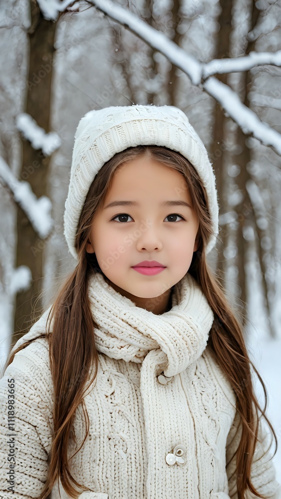 Portrait of a beautiful little girl model in winter Portrait of a beautiful little girl model in winter