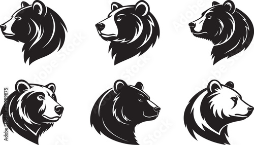 The animal of Bear Head silhouette vector illustration design, icon and logo using black color