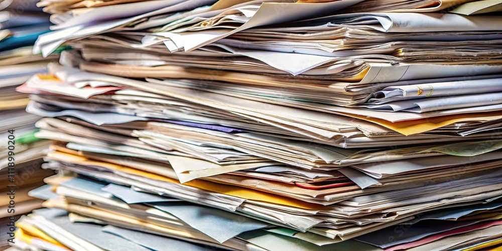 A close-up of a messy pile of printed papers, papers, stack, documents, cluttered, scattered, background, office A close-up of a messy pile of printed papers, papers, stack, documents, cluttered, scattered, background, office