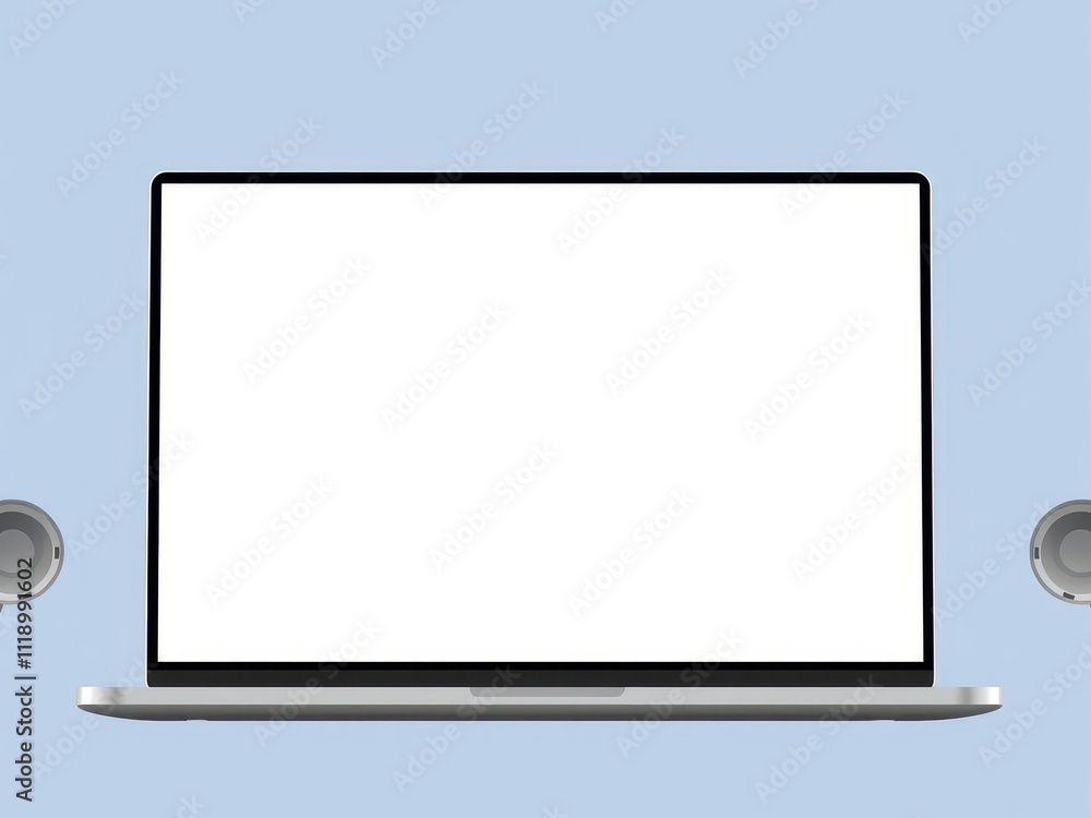 Laptop mockup with clear glass screen isolated on white background, digital, modern, device Laptop mockup with clear glass screen isolated on white background, digital, modern, device