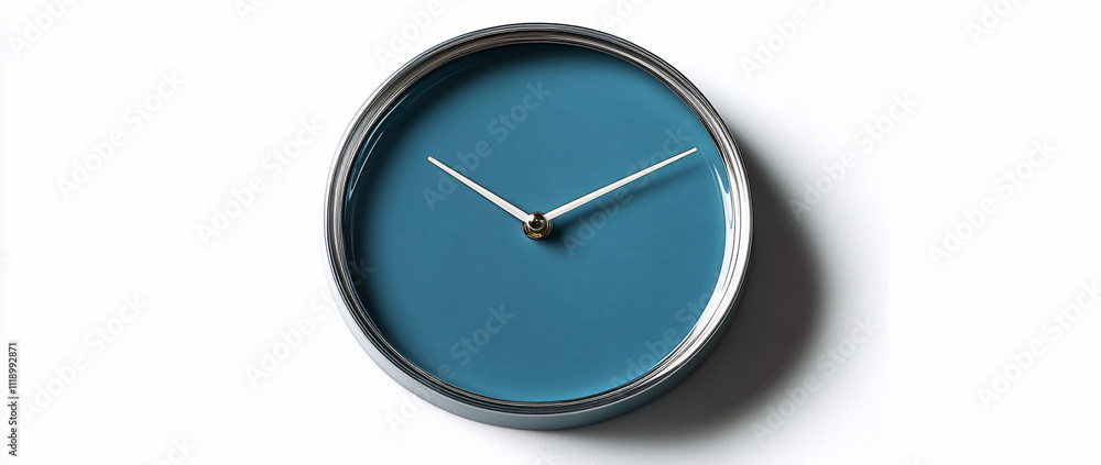 Teal round wall clock with simple hands. Teal round wall clock with simple hands.