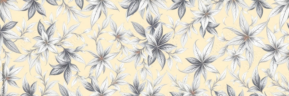 Seamless silver leaves wallpaper with elegant design, silver, stylish Seamless silver leaves wallpaper with elegant design, silver, stylish
