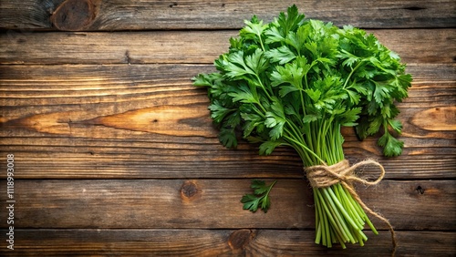 Fresh bundle of Italian parsley, herb, green, organic, culinary, cooking, ingredient, healthy, vegetarian, food, cooking