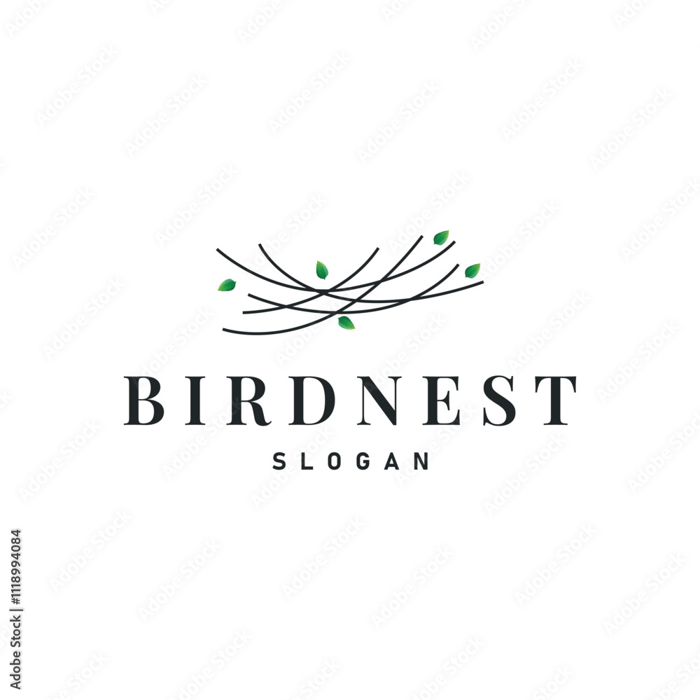Fototapeta premium Bird Nest Logo, Bird House Shelter Vector, Modern Line Design Minimalist Style, Symbol Template Icon