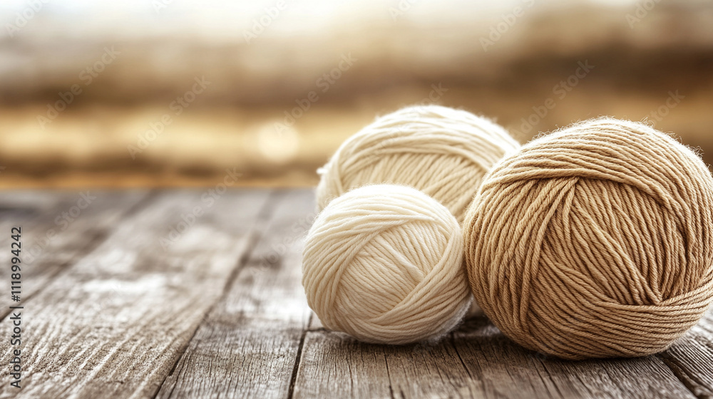 balls of yarn in neutral tones arranged neatly, symbolizing creativity, calmness, and crafting potential in a tranquil setting with an empty, inviting space for ideas to flow balls of yarn in neutral tones arranged neatly, symbolizing creativity, calmness, and crafting potential in a tranquil setting with an empty, inviting space for ideas to flow