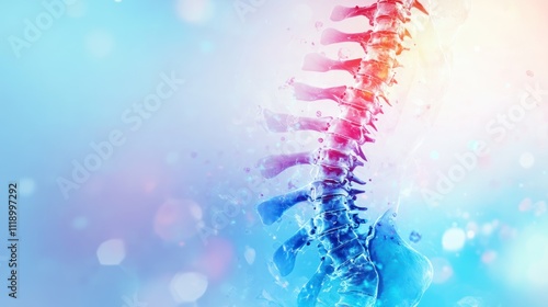 illustration of the human spine with graphic elements on a medical background