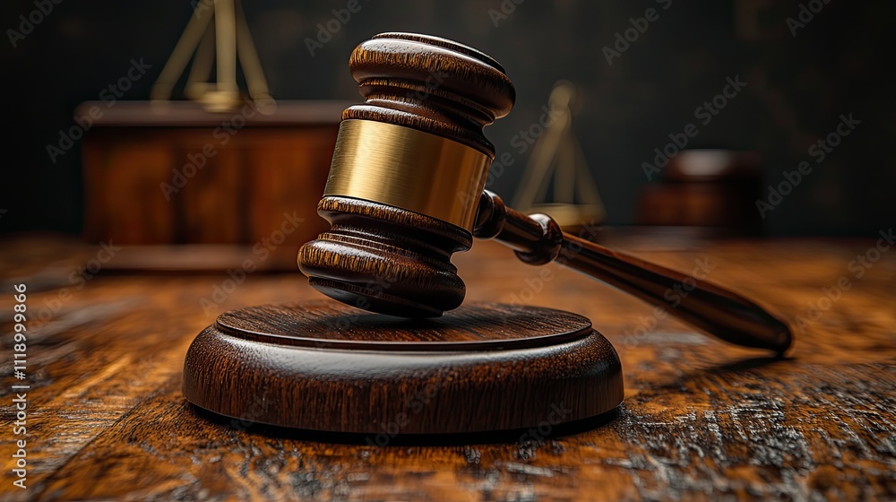 Law protection is represented through a gavel and court building illustration Law protection is represented through a gavel and court building illustration