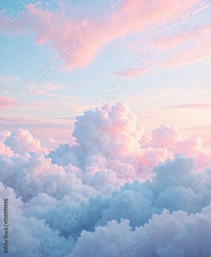 Pastel rainbow hues blending into the sky with layered cloud formations, layered clouds, rainbow colors, pastel shades