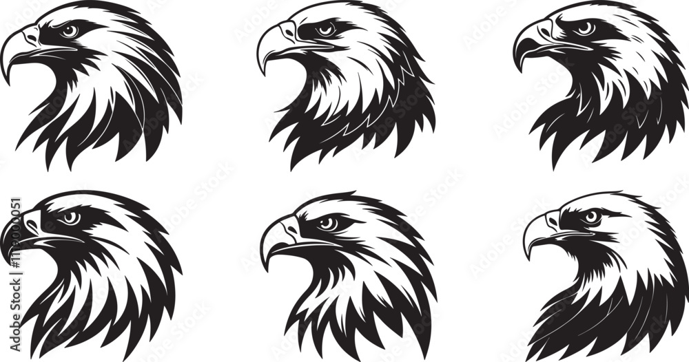 Obraz premium The animal of Eagle Head silhouette vector illustration design, Icon and logo using black color