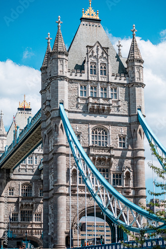Photography Close-Up View of the Iconic Tower Bridge in London Capturing the Intricate Victo