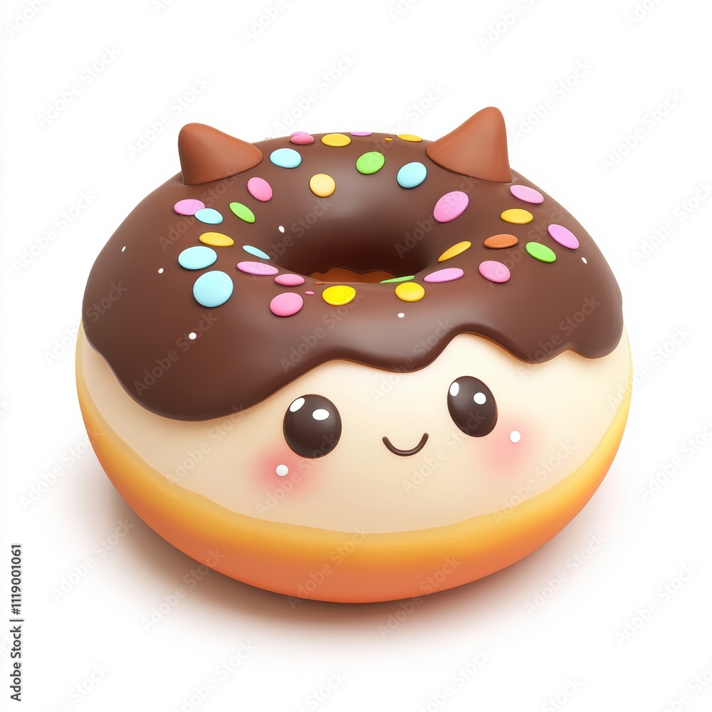 A donut topped with rich chocolate frosting and colorful sprinkles, isolated on white background, highlighting classic dessert appeal and vibrant textures, suitable for seasonal promotions A donut topped with rich chocolate frosting and colorful sprinkles, isolated on white background, highlighting classic dessert appeal and vibrant textures, suitable for seasonal promotions