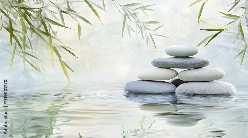 Serene Arrangement of Balanced Zen Stones.