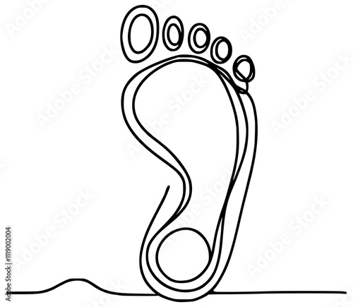 one line drawing foot print vector illustration template design