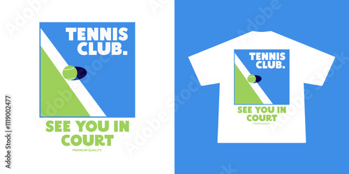 Aesthetic illustration of tennis t shirt design, vector graphic, typographic poster or tshirts street wear and Urban style	