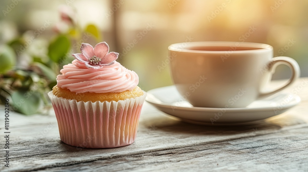 Cupcakes, muffins, and a cup of coffee, a sweet and delicious treat for any occasion Cupcakes, muffins, and a cup of coffee, a sweet and delicious treat for any occasion