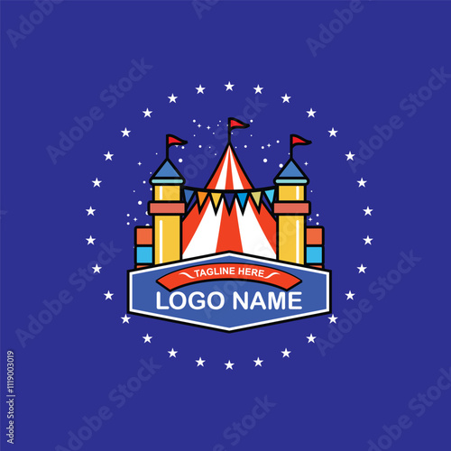 Bouncy house rental business vector logo