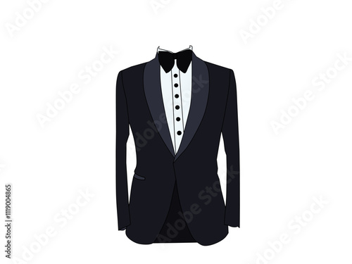 Black tuxedo dress and bow tie. Formal fashion theme for men formal ceremony ceremony.