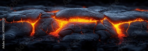 Molten Lava Background Texture Dark Grunge with Glowing Embers Charred Rocks and Fiery Flames for Halloween