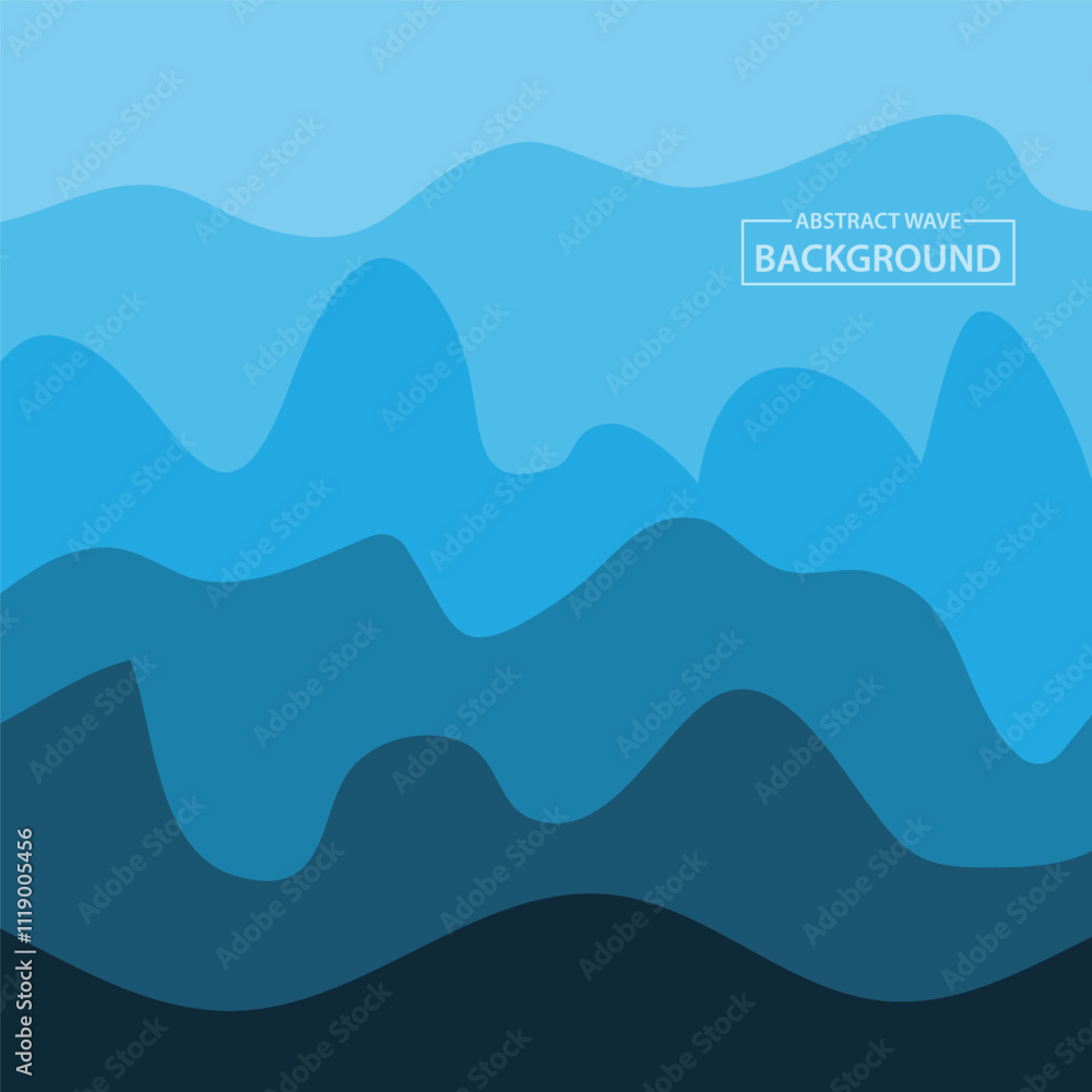 Water Wave Background Design, Abstract Vector Blue Ocean Walpaper Template