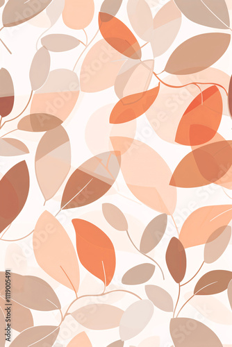 Floral natural abstract background. Mocha mousse - Color of 2025 year. Scandinavian style. Contemporary illustration for design poster, print, wallpaper