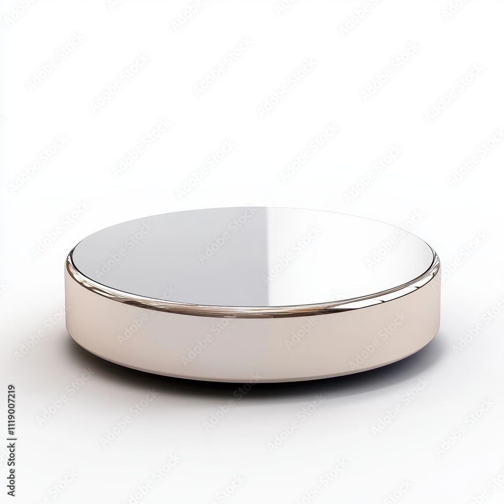 A mirrored pedestal podium reflecting its surroundings, isolated on white background, representing elegance and modernity, perfect for event branding A mirrored pedestal podium reflecting its surroundings, isolated on white background, representing elegance and modernity, perfect for event branding