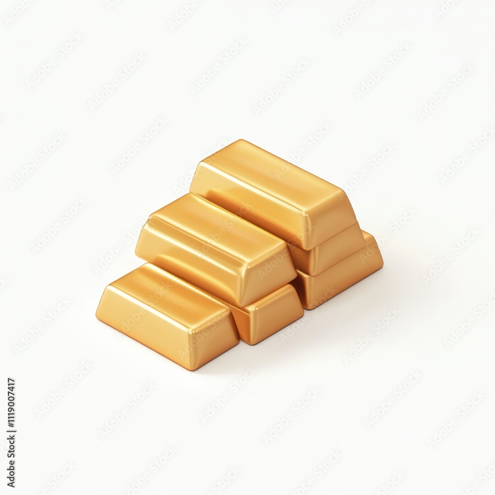 A neatly stacked pile of shiny gold bars, isolated on white background, symbolizing value and prosperity, ideal for banking promotions A neatly stacked pile of shiny gold bars, isolated on white background, symbolizing value and prosperity, ideal for banking promotions