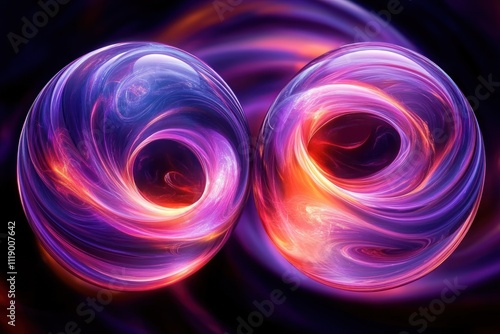 Colorful Neon Liquid Energy Sphere with Abstract Cosmic Bubble Effect and Translucent Wavy Design photo