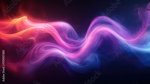 Purple and blue neon lines form an abstract design on a black background