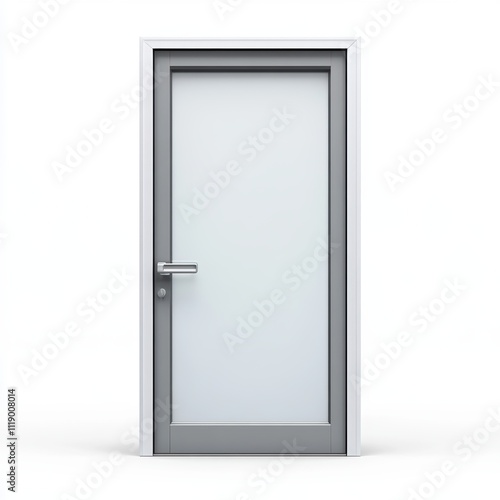 A professional office door with a frosted glass panel and a nameplate, isolated on white background, representing elegance and functionality, perfect for office decor promotions