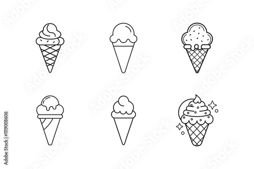 ice cream cone icon line art vector illustration