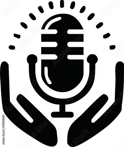 podcast microphone logo vector symbol templqte.