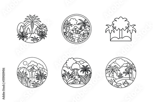 jungle icon line art vector illustration  photo