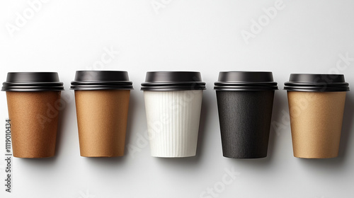 Wallpaper Mural collection of takeaway coffee or black tea cups arranged in rows, symbolizing energy, routine, and connectivity. Perfect for themes of productivity, workplace culture, or modern lifestylee Torontodigital.ca