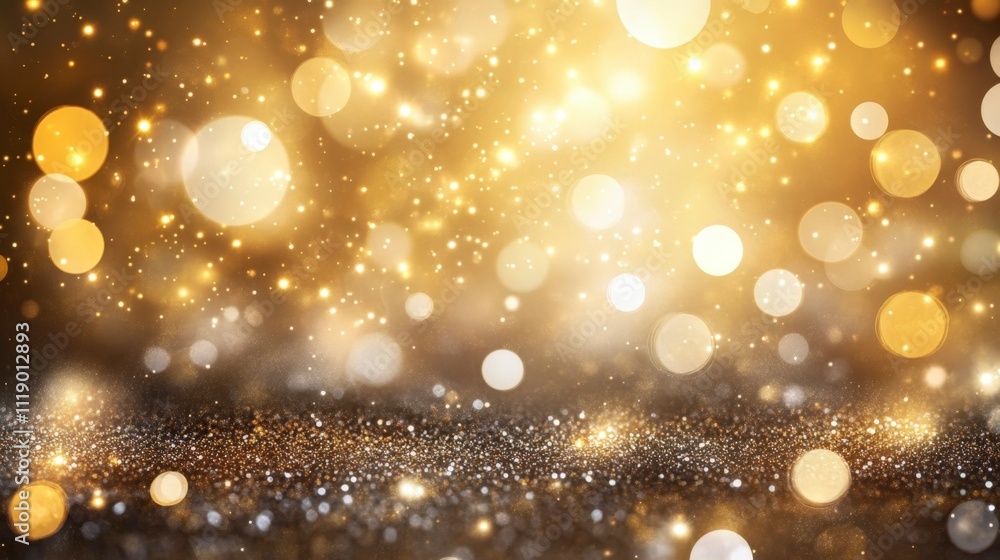 Golden Glitter Festive Background with Bokeh Lights Golden Glitter Festive Background with Bokeh Lights