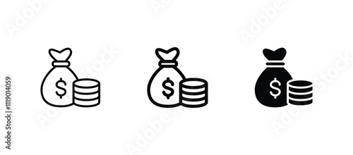 money bag with dollar money icon vector