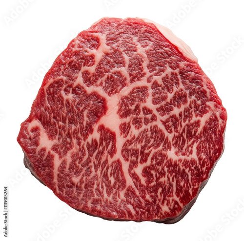 High-quality marbled wagyu beef cut on transparent background