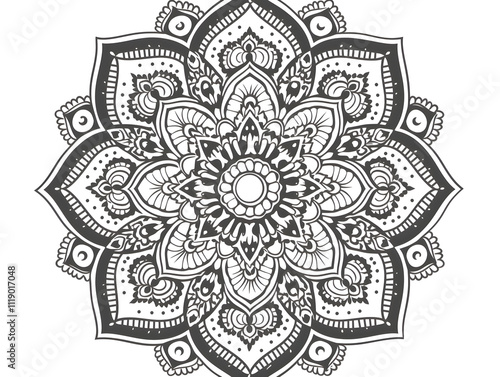 Intricate Black and White Mandala Vector Design