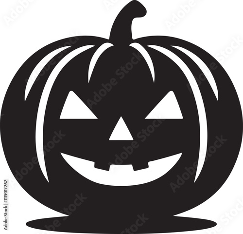 Halloween pumpkin icon minimal silhouette style vector art illustration on a white background.
 photo