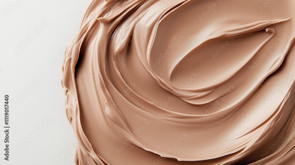 Creamy mocha mousse substance swirled on a smooth surface for artistic display and texture exploration. Creamy mocha mousse substance swirled on a smooth surface for artistic display and texture exploration.
