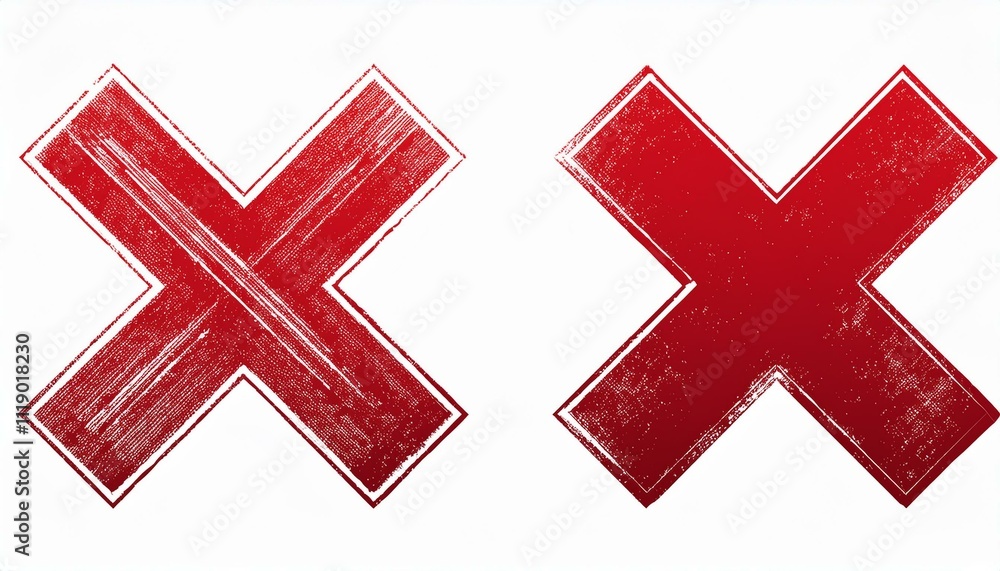 Obraz premium set Grunge red x sign on isolated white background. Generated image