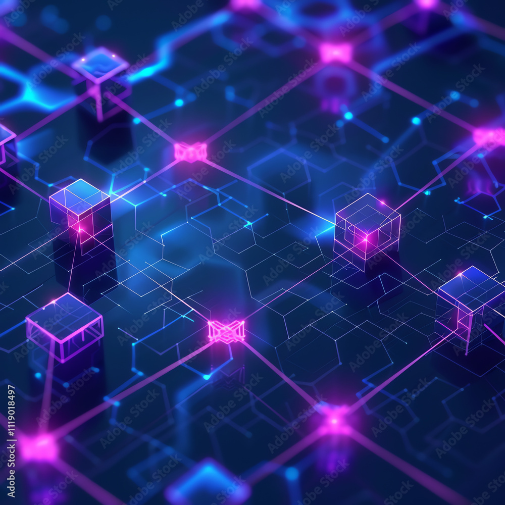 Fototapeta premium Futuristic illustration of connection people for internet, social media, digital and blockchain