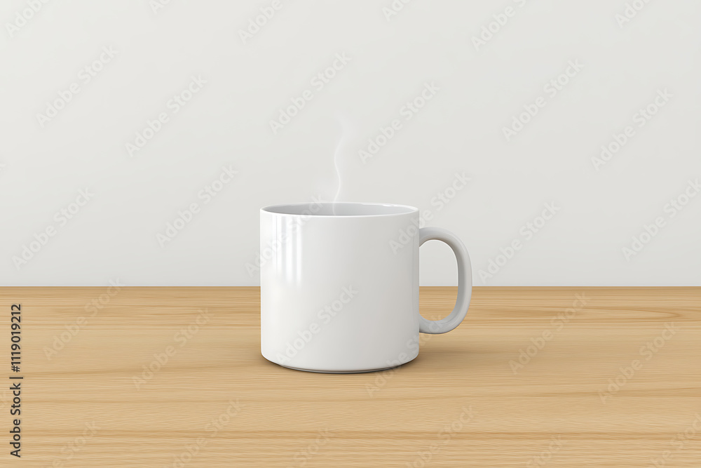 Blank White Mug on Wooden Table Blank White Mug on Wooden Table