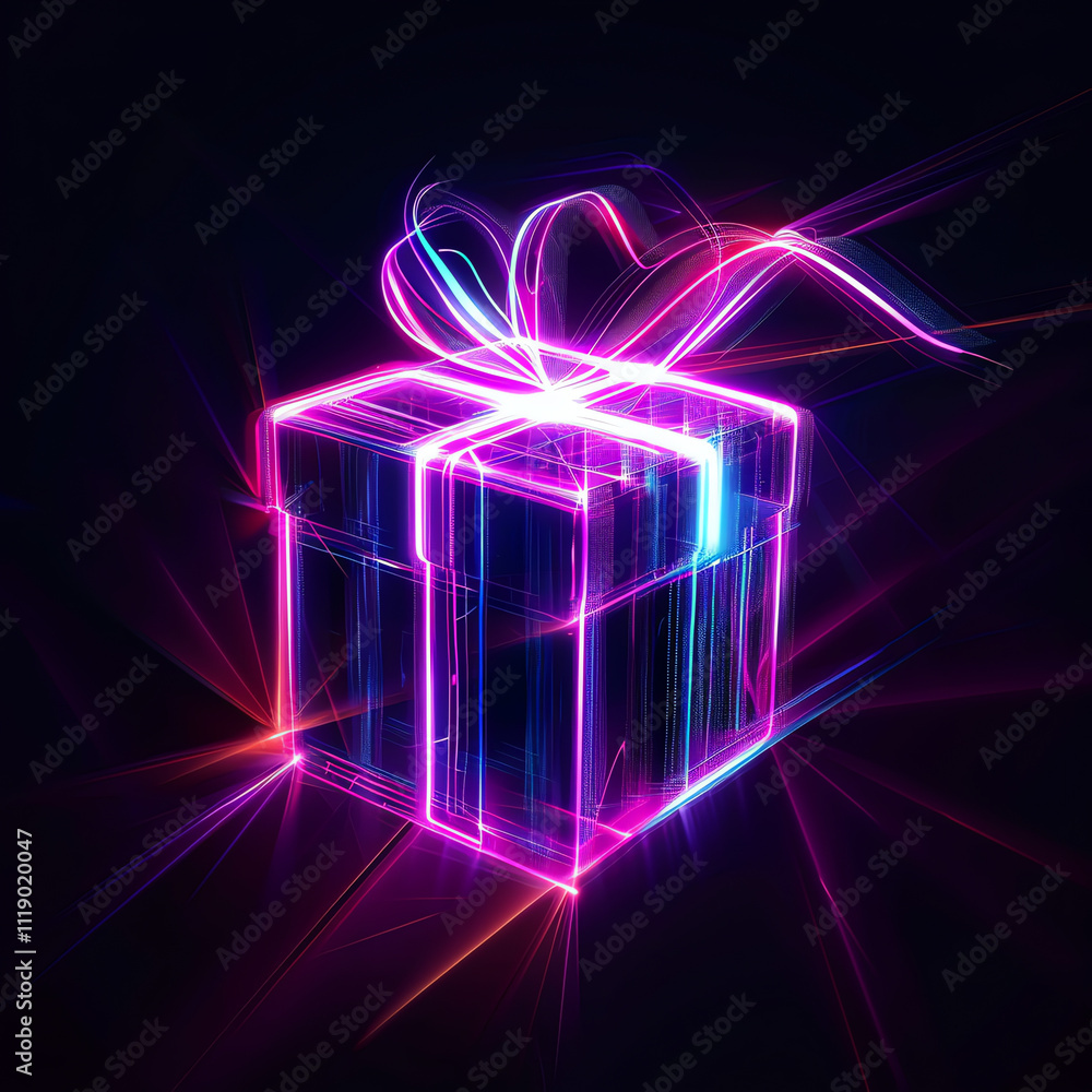 Futuristic illustration of Gift Box for digital rewarding and application Futuristic illustration of Gift Box for digital rewarding and application