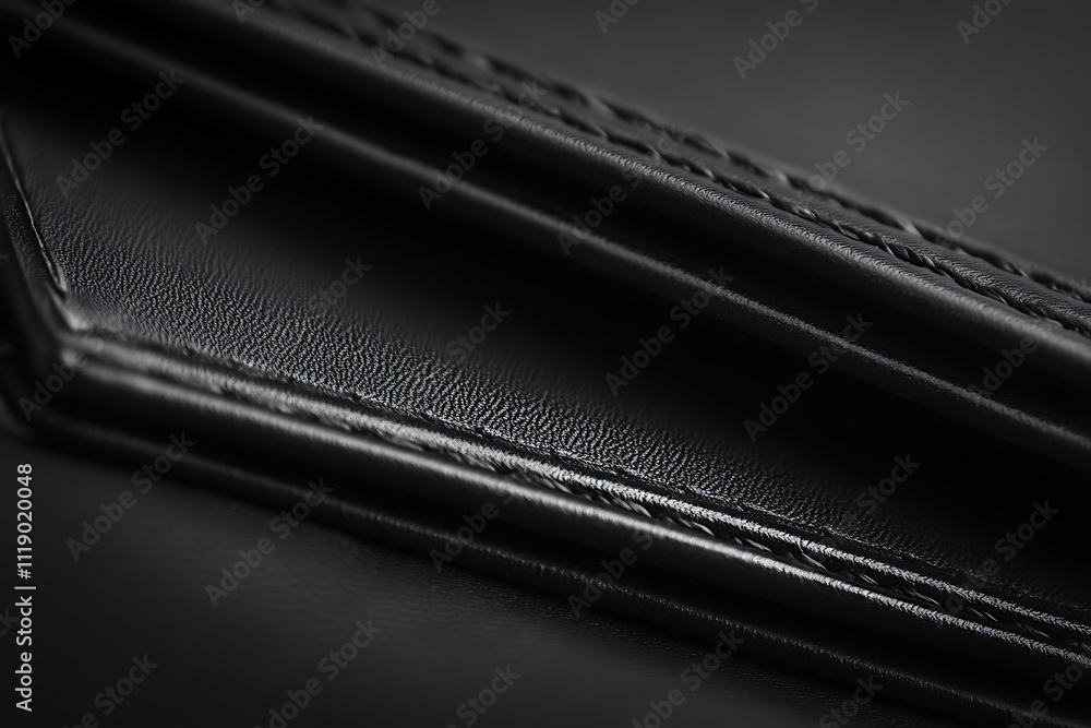 Close-up View of Exquisite Black Leather Texture Close-up View of Exquisite Black Leather Texture