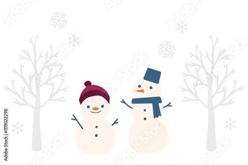 可愛い雪だるまのイラスト素材セット