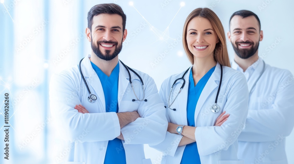 Professional Healthcare Team Smiling in Bright Medical Environment Professional Healthcare Team Smiling in Bright Medical Environment