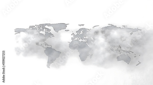 Wallpaper Mural World map silhouette in clouds, global concept. (1) Torontodigital.ca