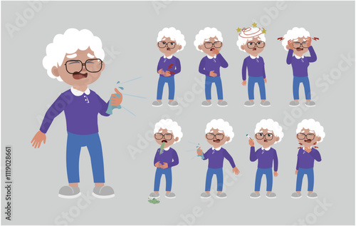 Sick old people with different symptoms