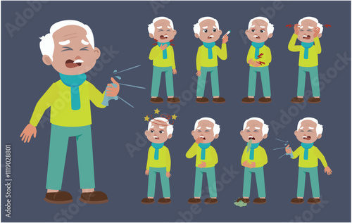 Sick old people with different symptoms