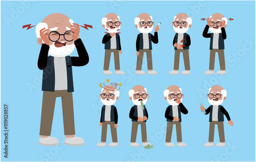 Sick old people with different symptoms